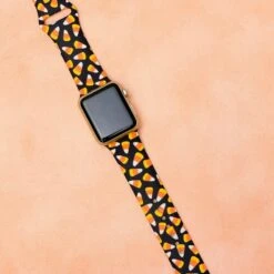 Candy Corn (Black) Printed Silicone Watch Band - M/L