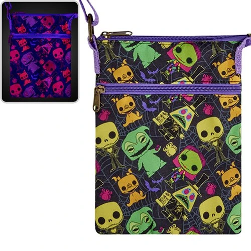 LOUNGEFLY POP! The Nightmare Before Christmas Black Light Passport Bag 3 LOUNGEFLY POP! The Nightmare Before Christmas Black Light Passport Bag