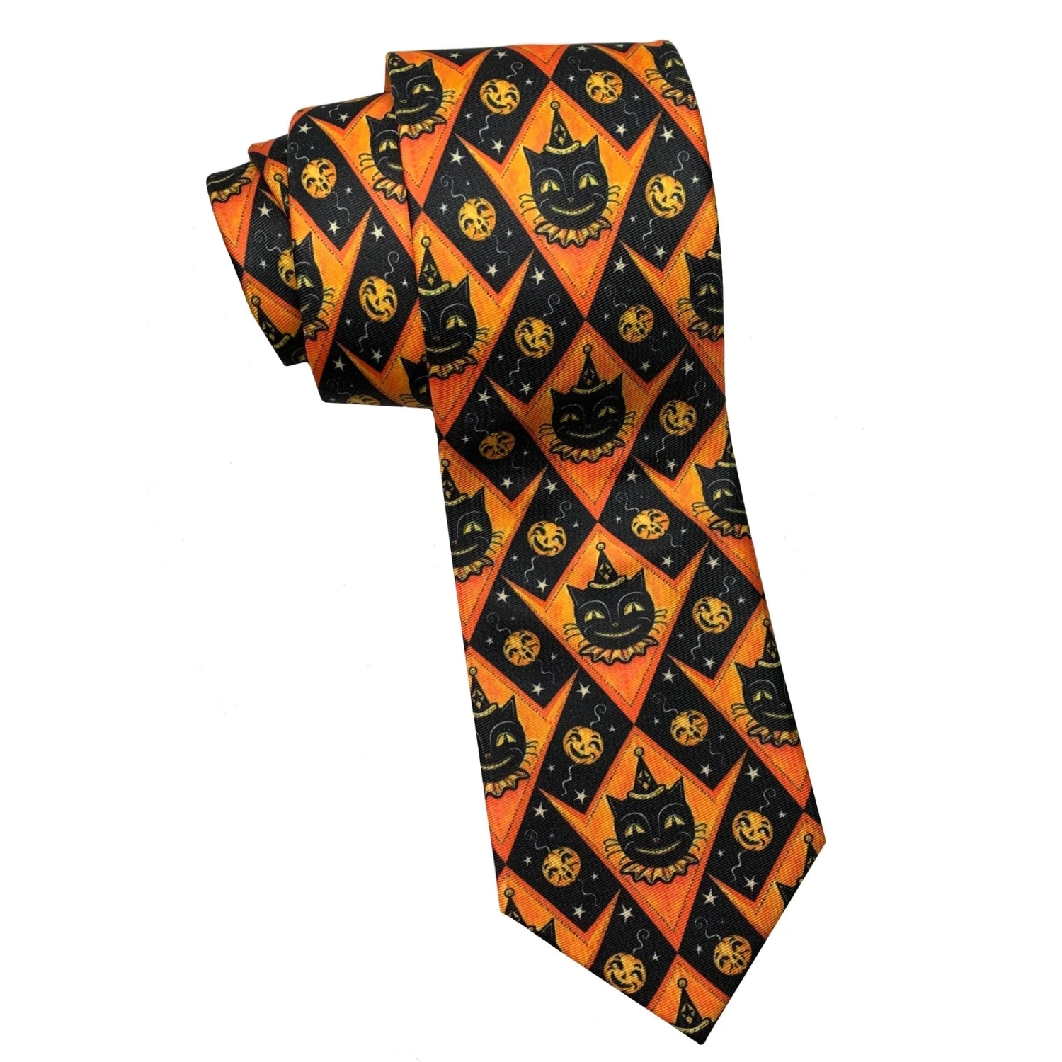 Johanna Parker X Lipstick & Chrome Grinning Cats And Jacks Men's Halloween Tie 3 Johanna Parker X Lipstick & Chrome Grinning Cats And Jacks Men's Halloween Tie