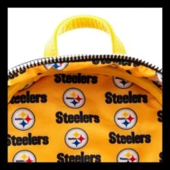 Loungefly NFL Pittsburgh Steelers Logo AOP Mini Backpack -Toy Haven NFLBK0001 SteelersAllOverBlackPrintMiniBackPack InnerLining jpg