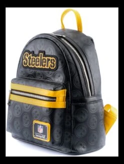 Loungefly NFL Pittsburgh Steelers Logo AOP Mini Backpack -Toy Haven NFLBK0001 SteelersAllOverBlackPrintMiniBackPack Side.jpg HiRes