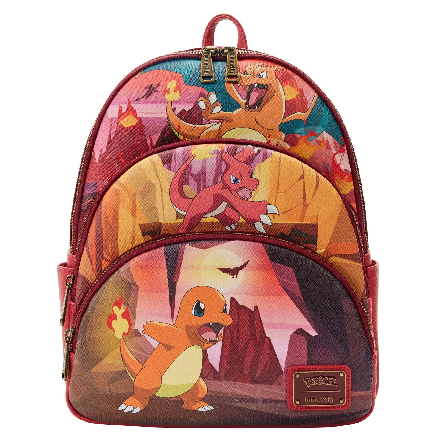 Loungefly Pokemon Charmander Evolutions Triple Pocket Backpack 3 Loungefly Pokemon Charmander Evolutions Triple Pocket Backpack