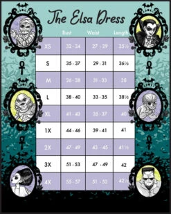 Loungefly Stitch Shoppe Universal Monsters "Elsa" Dress -Toy Haven SSUNIDR002ELSADRESSSizeCharts8x1
