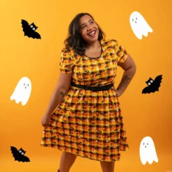 Loungefly Stitch Shoppe Minnie Mickey Spooky Gingham "Laci" Dress -Toy Haven WDSSDR0023 SpookyMinnieMickeyGin 7