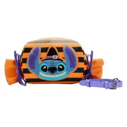 Loungefly Disney Lilo And Stitch Striped Halloween Candy Wrapper Crossbody Bag