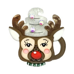Lipstick & Chrome Reindeer Mini Brooch